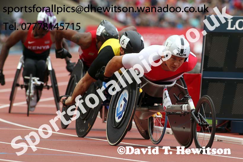 David Weir (England) in the heats of the mens Para-Sport 1500 metres T54 at the Commonwealth Games, Glasgow. Photo: David T. Hewitson/Sports for All Pics